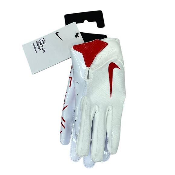 NWT Nike Vapor Jet 7.0 White Red Football Gloves Youth Size Small - Picture 3 of 6